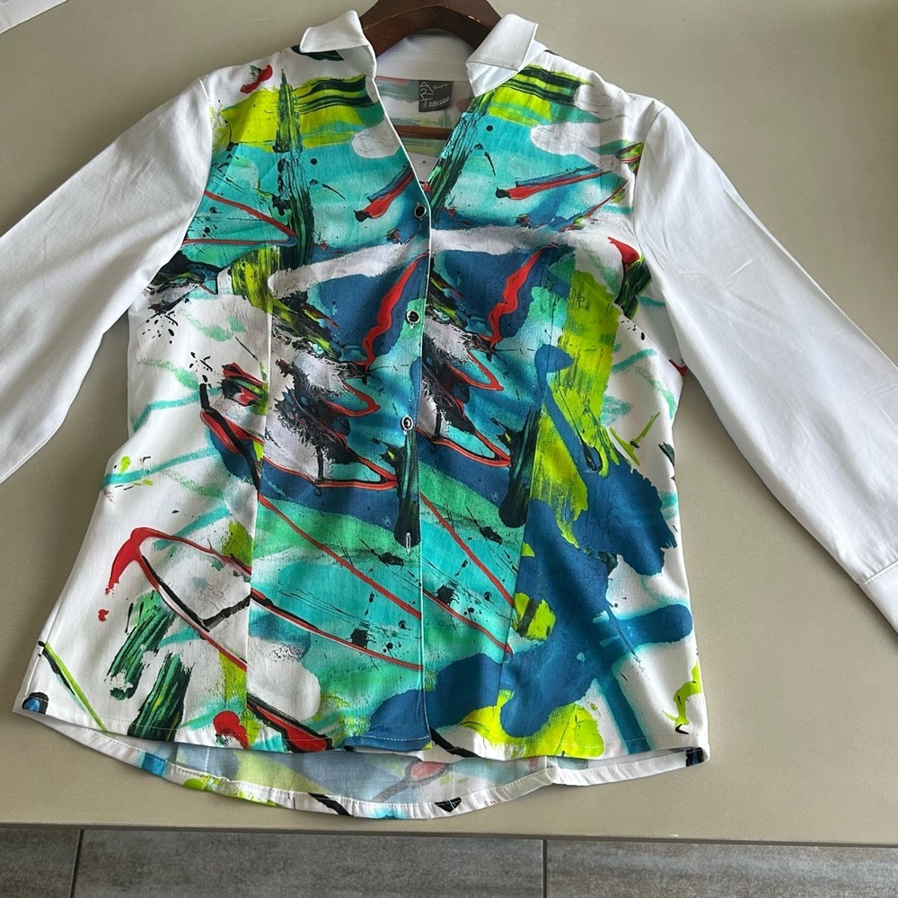 Vibrant Artistic Women's Blouse - Picture 4 of 11